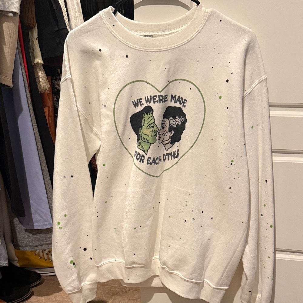 Graphic White Women's Crew Neck Sweater